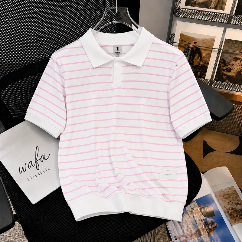 Old Money Striped Polo Shirt-P102