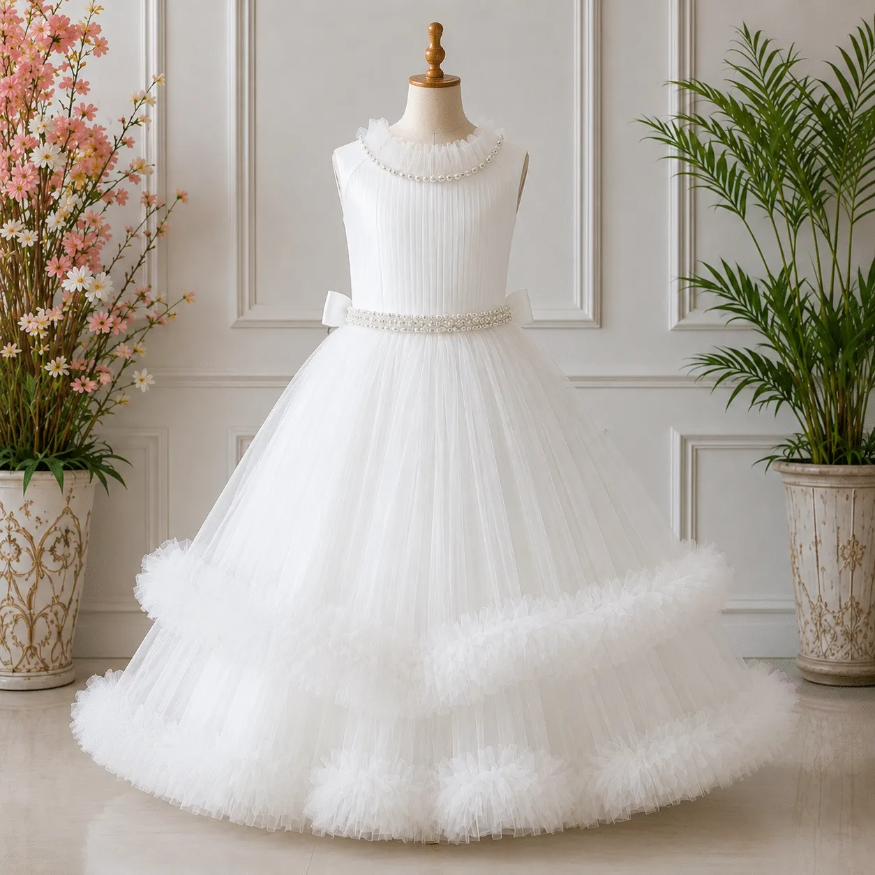 GIRLS PARTY DRESS-JX780 (WHITE)