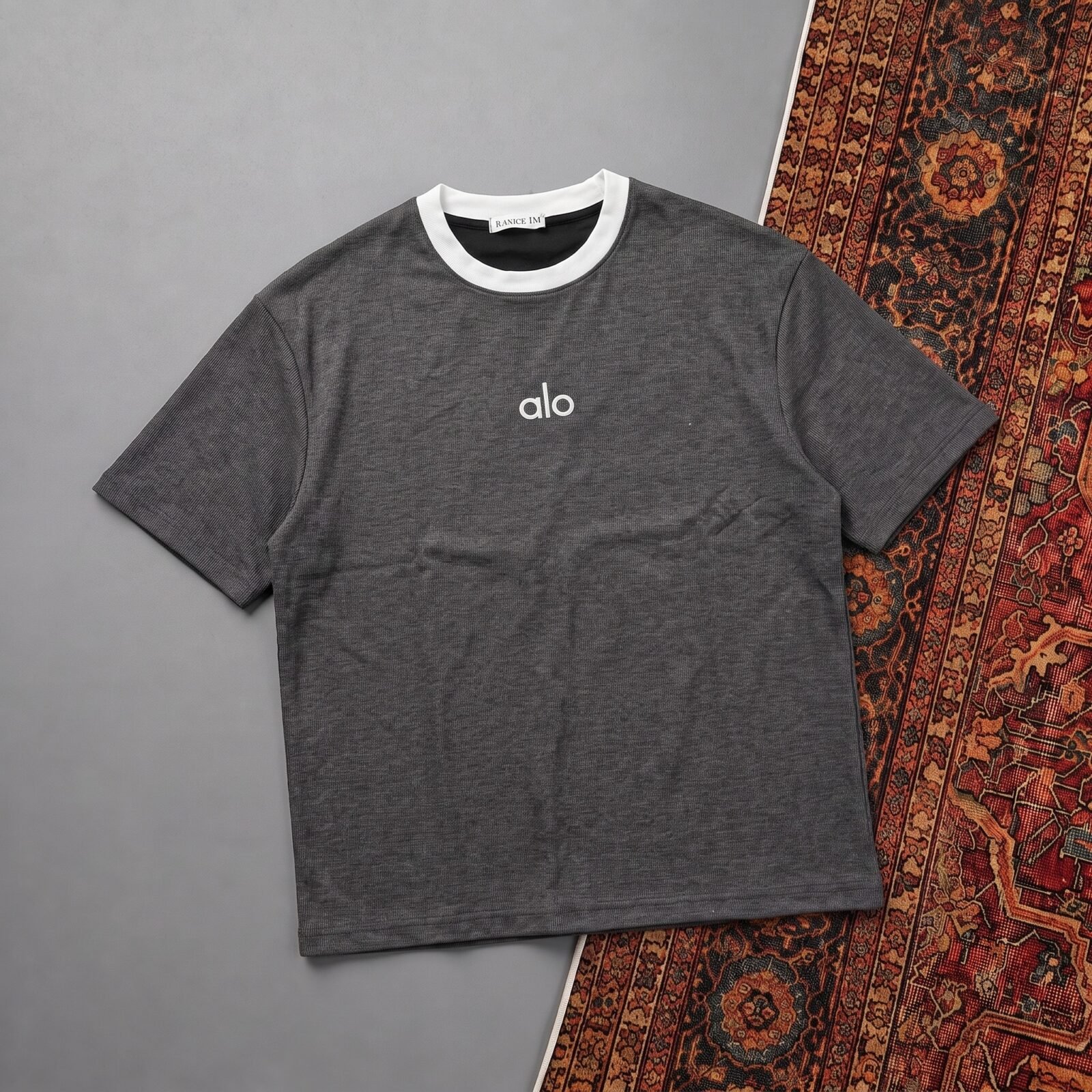 CONTRAST RIBBED NECK T-SHIRT-CR03